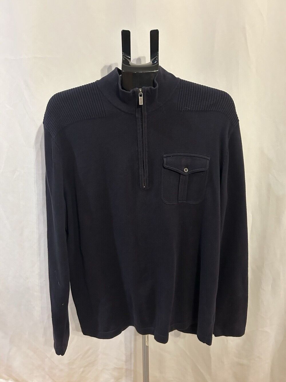 Michael Kors Men's size XL 1/4 Zip Black Pullover